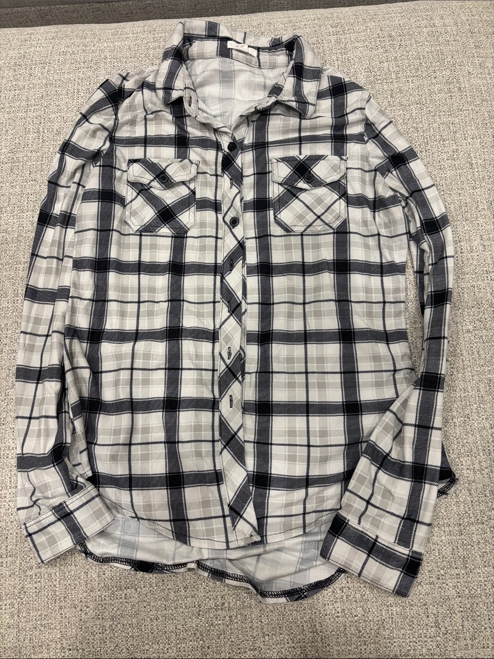 Ardene Black & White Plaid Button-Down Shirt